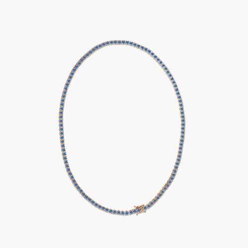 Naszyjnik tenisowy Luminy 3,8mm: złoto, niebieskie szafiry